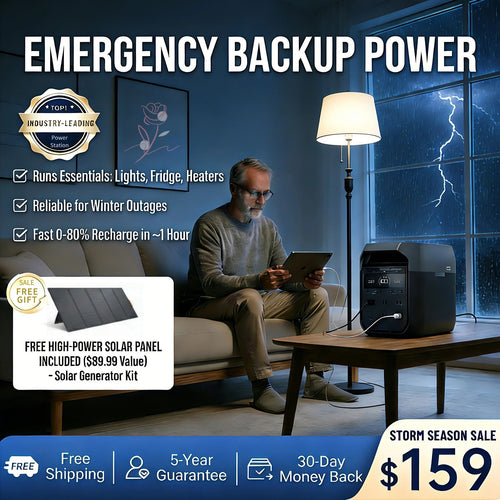 1800W Portable Backup Power Station with Free 400W Solar Panel