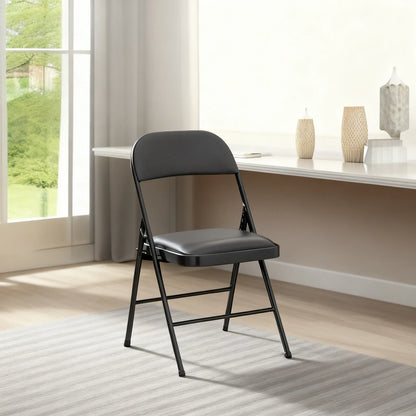 4-Pack Comfort Folding Chairs, Padded Seat with Steel Frame, Indoor & Outdoor Use for Home, Office, Events (Khaki)