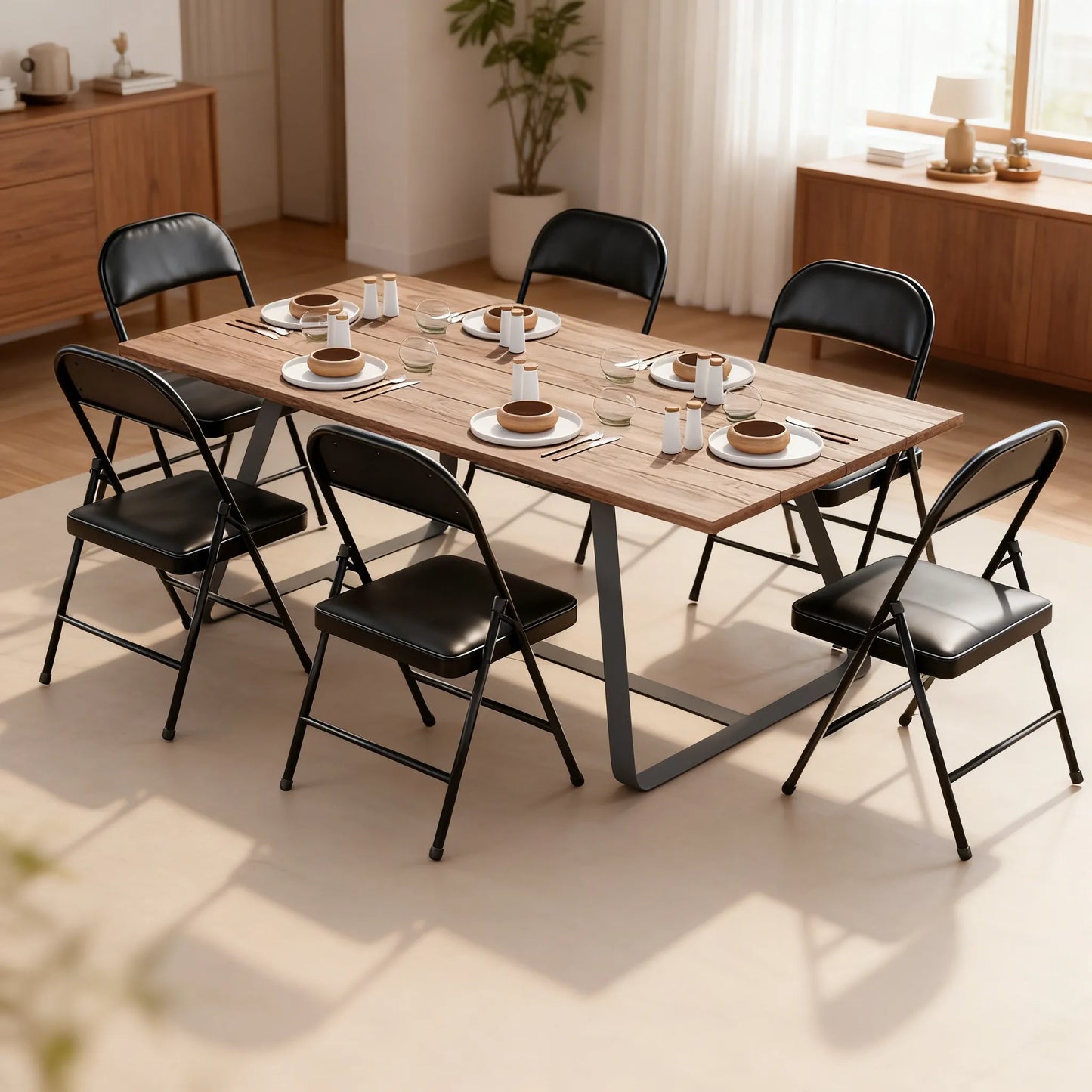 4-Pack Comfort Folding Chairs, Padded Seat with Steel Frame, Indoor & Outdoor Use for Home, Office, Events (Khaki)