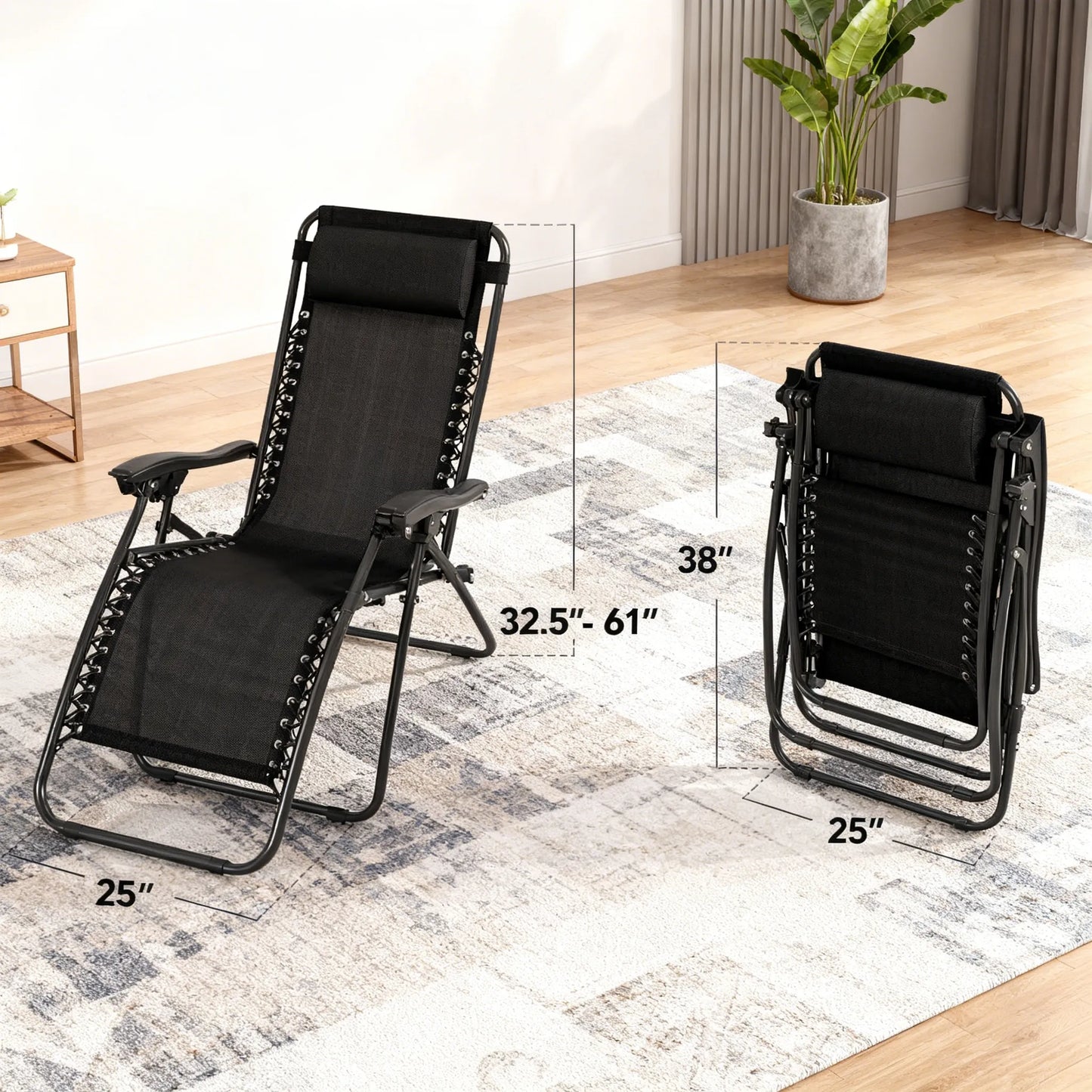 Adjustable Zero Gravity Lounge Chairs Set of 2, Breathable Steel Mesh Design with Pillows & Drink Trays
