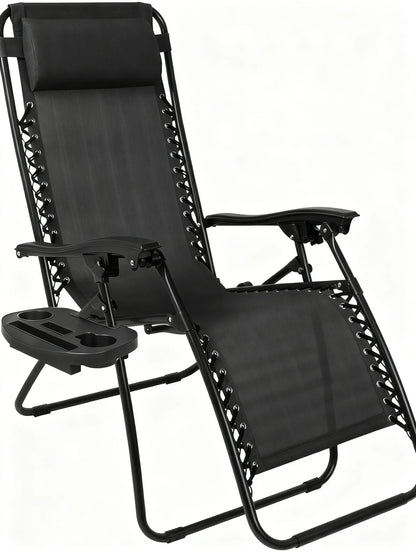 Adjustable Zero Gravity Lounge Chairs Set of 2, Breathable Steel Mesh Design with Pillows & Drink Trays