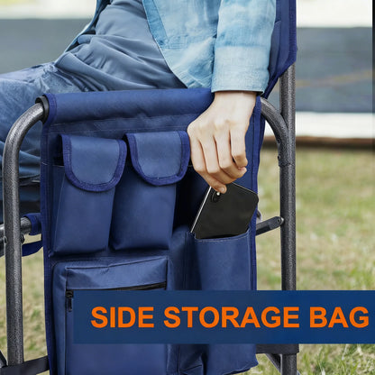 Directors Chair with Side Table, Heavy Duty Camping Chair for Adults with Side Pockets & Carry Straps