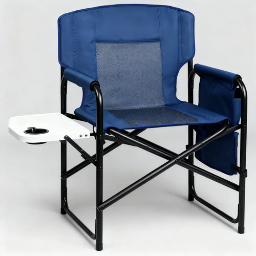 Directors Chair with Side Table, Heavy Duty Camping Chair for Adults with Side Pockets & Carry Straps