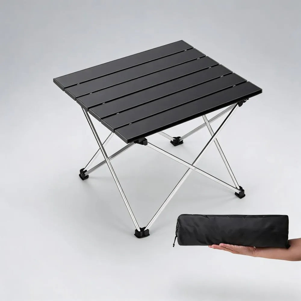 Portable Folding Table for Camping, Beach & BBQ, Aluminum Surface (Compact)