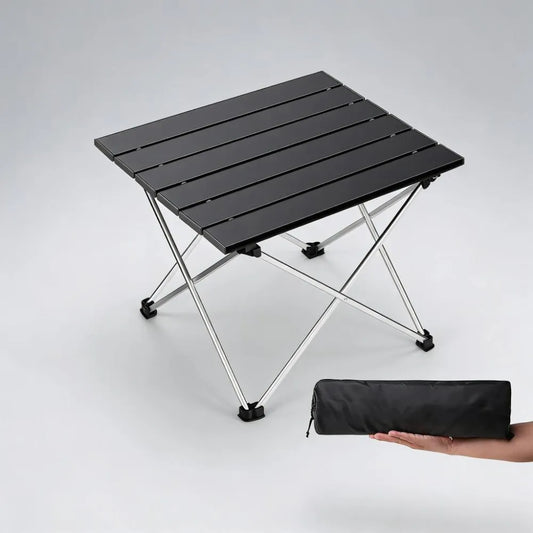 Portable Folding Table for Camping, Beach & BBQ, Aluminum Surface (Compact)
